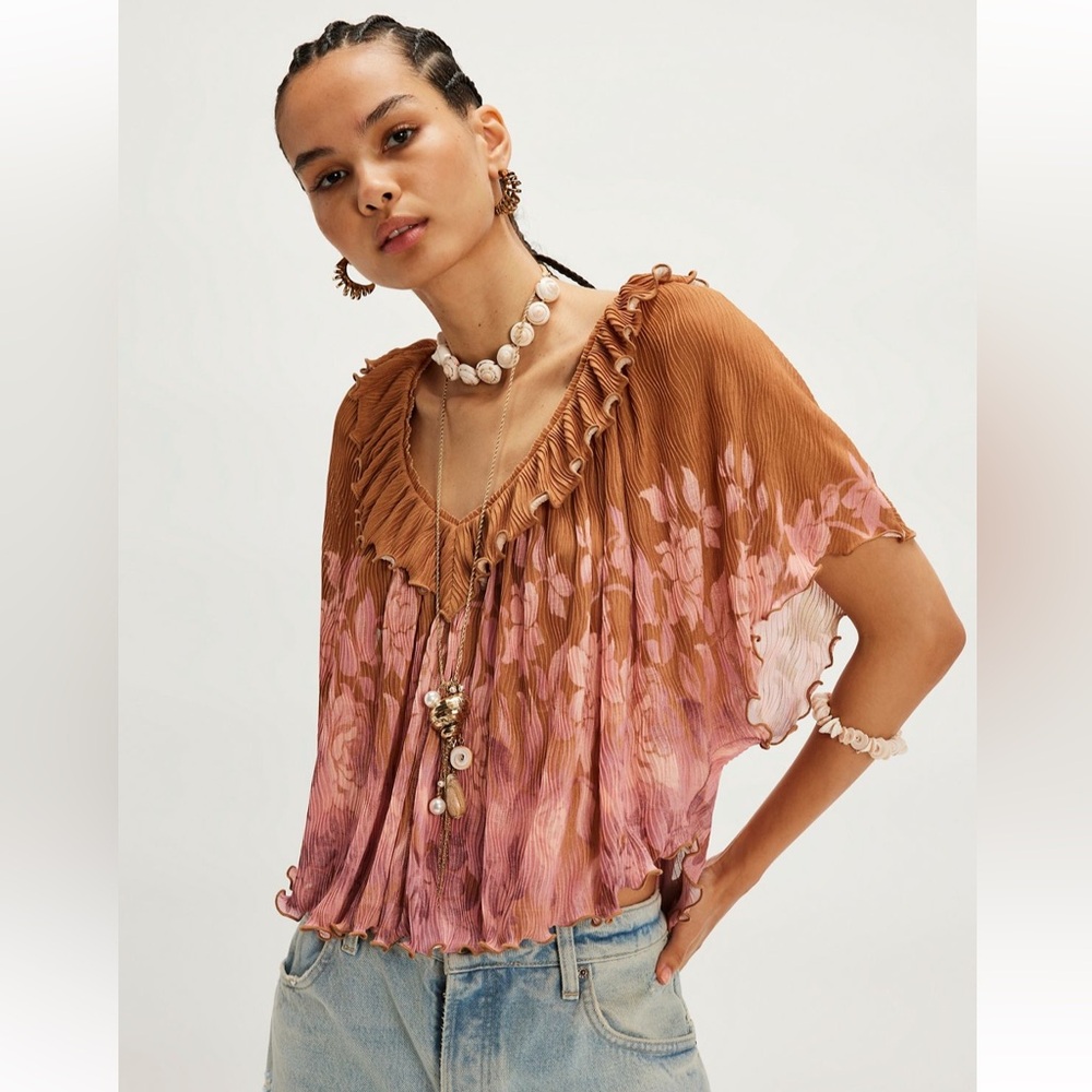 NWT Free People Flora Cape Top Hot Honey Combo Size S
